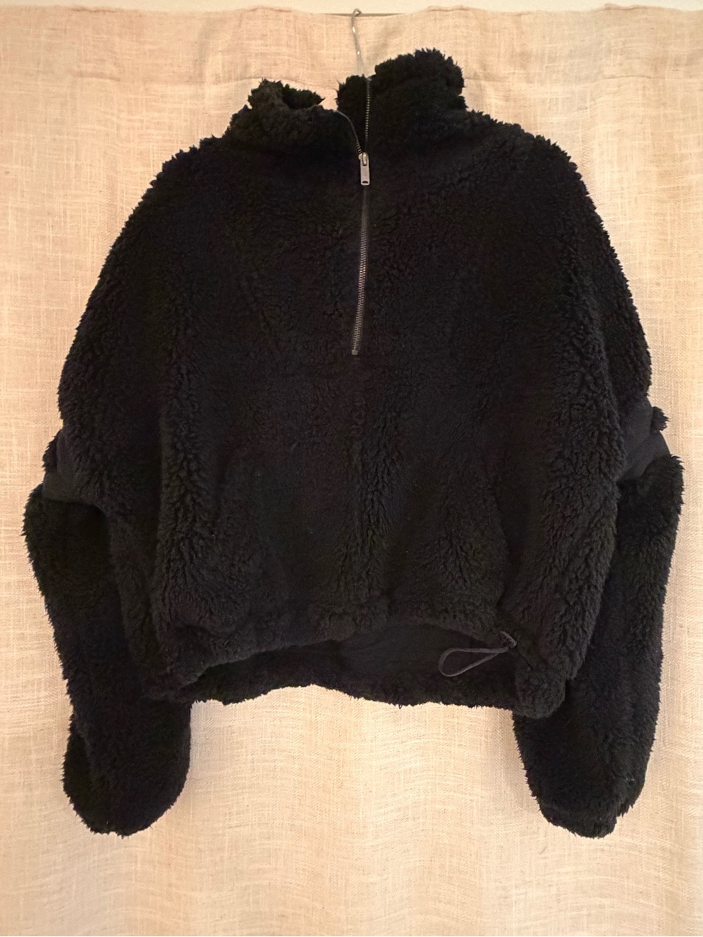 Free People Movement Black Women's Sherpa Quarter-Zip Jacket